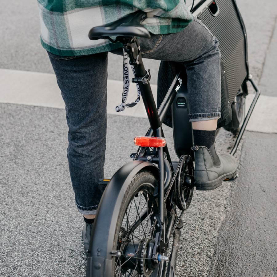 Zusammen gefaltet fährt sich das Muli ST wie ein ganz normales E-Bike